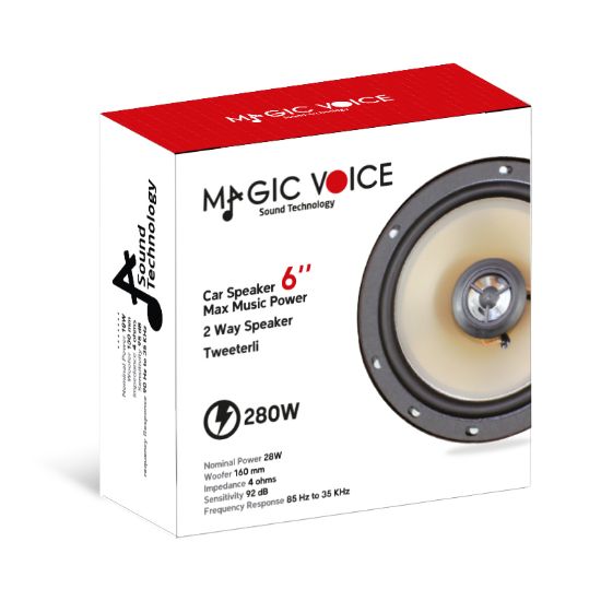 MAGICVOICE MV-399 6 16 CM 280 WATT ÇİFT YOLLU TWEETERLI TEKLİ OTO HOPARLÖR (YEDEK HOPARLÖR) resmi