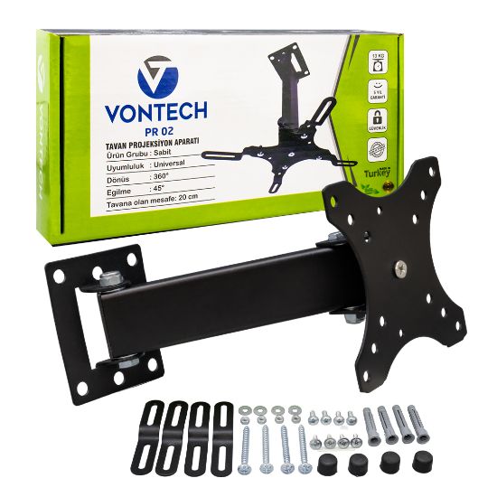 VONTECH PR-02 20 CM 360 DERECE TELESKOPİK TAVAN PROJEKSİYON ASKI APARATI resmi