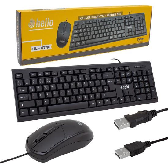 HELLO HL-4740 KABLOLU KLAVYE+MOUSE SET resmi
