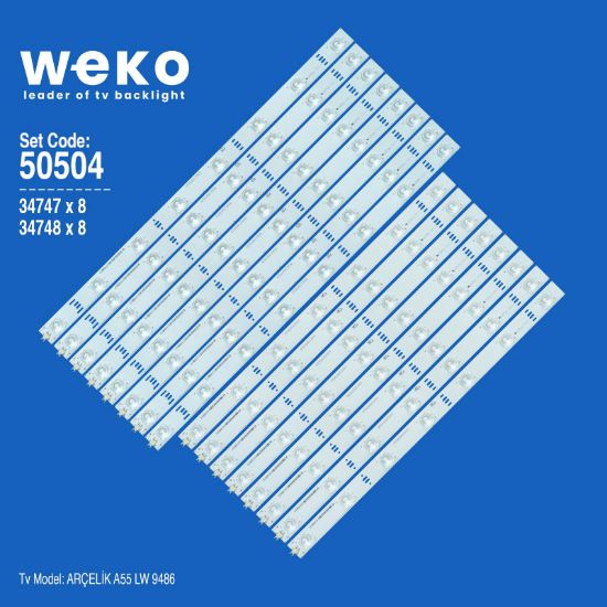 WKSET-5504 34747X8 34748X8 ARCELİK_55_ZJG ZJD 16 ADET LED BAR resmi