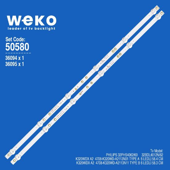 WKSET-5580 36094X1 36095X1 K320WDX A2  4708-K320WD-A2113N11 2 ADET LED BAR resmi