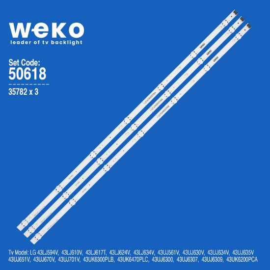 WKSET-5618 35782X3 LG INNOTEK 17Y 43INCH_ A-TYPE  3 ADET LED BAR resmi