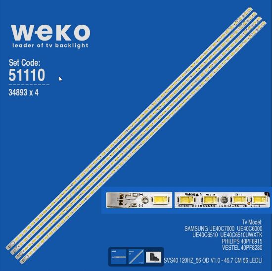 WKSET-6110 34893X4 SLED 2010SVS40 120HZ_56 OD V1.0  4 ADET LED BAR (56LED) resmi