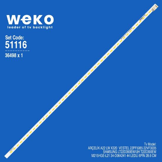WKSET-6116 36498X1 M215HGE-L21 34-D064241  1 ADET LED BAR (44LED) resmi