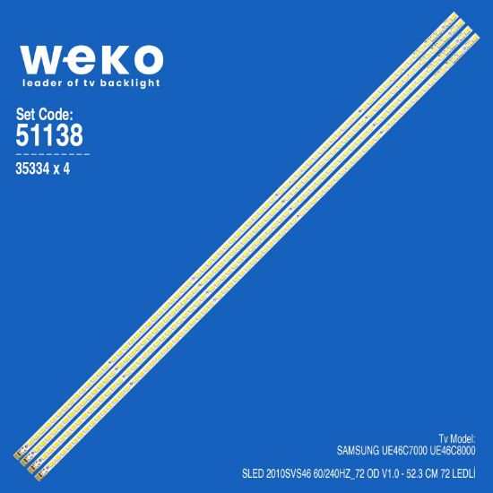 WKSET-6138 35334X4 SLED 2010SVS46 60/240HZ_72 OD V1.0  4 ADET LED BAR (72LED) resmi