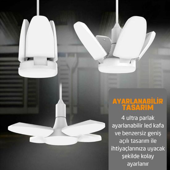 WINLIGHT WL-2760 220V 60 WATT 4 KOLLU PERVANE BEYAZ LED AMPUL resmi