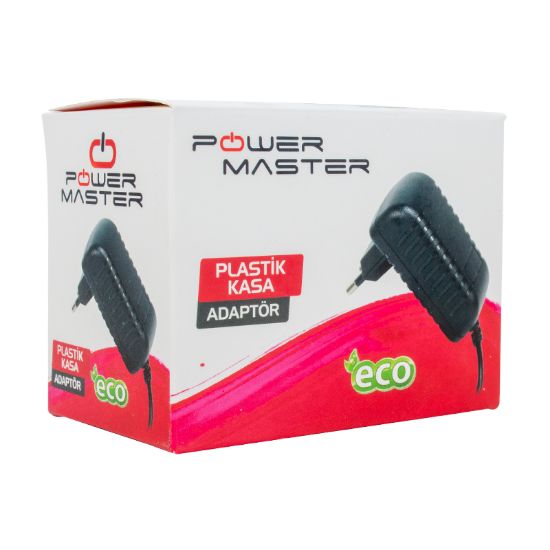 POWERMASTER PM-620 18 VOLT - 1 AMPER 3.5*1.35 UÇLU PLASTİK KASA PRİZ TİPİ ADAPTÖR resmi