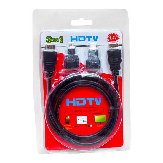 POWERMASTER 1.5 METRE 3LÜ SET HDMI KABLO (MICRO HDMI HDMI*MİNİ HDMI HDMI) resmi