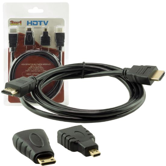 POWERMASTER 1.5 METRE 3LÜ SET HDMI KABLO (MICRO HDMI HDMI*MİNİ HDMI HDMI) resmi