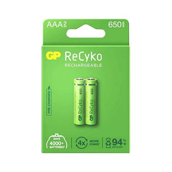 GP RECYKO 650 MAH R03 AAA ŞARJLI 2Lİ İNCE KALEM PİL GP65AAAHCE-2EB2 (GPRHCH63E000) resmi