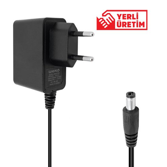 WEKO 5 VOLT - 2 AMPER - 10 WATT 5.5*2.5 UÇLU YERLİ ÜRETİM PLASTİK KASA PRİZ TİPİ ADAPTÖR resmi