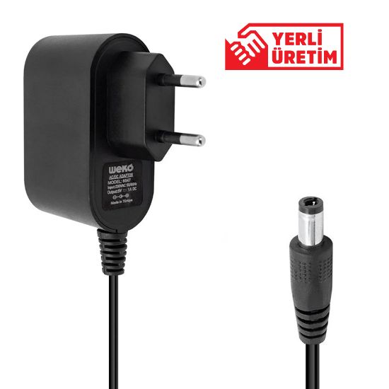 WEKO 5 VOLT - 1 AMPER 5.5*2.5 UÇLU YERLİ ÜRETİM PLASTİK KASA PRİZ TİPİ ADAPTÖR resmi