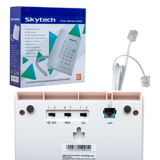 SKYTECH ST-361 KABLOLU EKRANSIZ TELEFON (SİYAH*BEYAZ) resmi