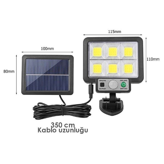 POWERMASTER JX-F72 SOLAR PANELLİ HAREKET SENSÖRLÜ ÜÇ MODLU DUVAR LAMBASI resmi