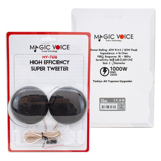 MAGICVOICE MV-7616 80 WATT RMS 40 WATT SLIM KASA OTO TWEETER resmi