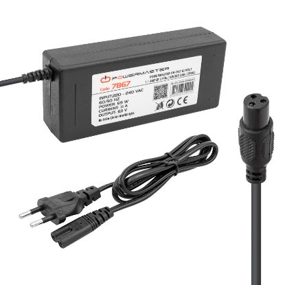 POWERMASTER PM-7867 63 VOLT- 1.1 AMPER - 69 WATT 3 PİNLİ MASAÜSTÜ GİNGER ŞARJ CİHAZI ADAPTÖRÜ resmi