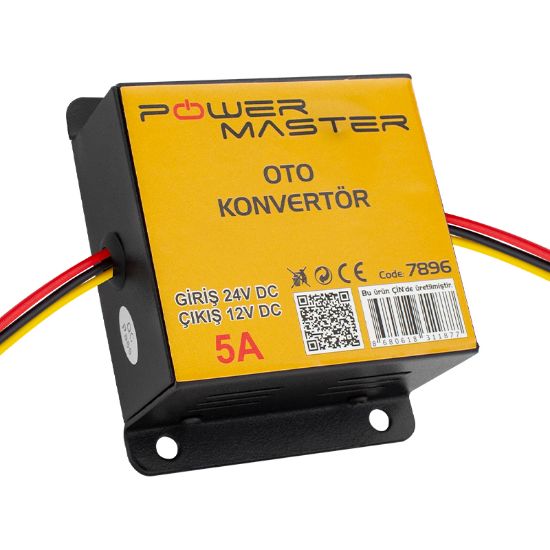 POWERMASTER PM-7896 24V DC / 12V DC 5 AMPER OTO KONVERTÖR resmi