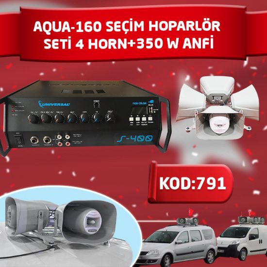 AQUA-200 ANFİ S-500 4LÜ SEÇİM HOPARLÖR SETİ (4 HORN+500 W ANFİ) resmi