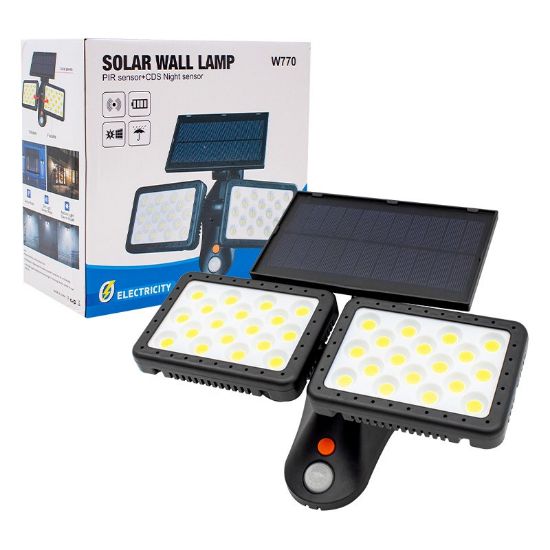 POWERMASTER W770B SENSÖRLÜ 36 COB LEDLİ SOLAR AYDINLATMALI DUVAR LAMBASI resmi