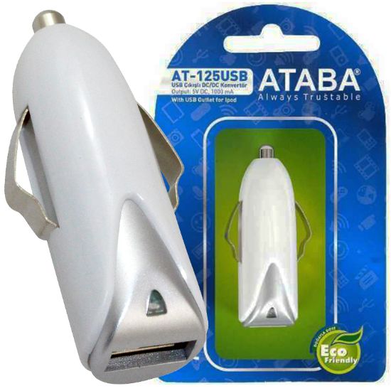 ATABA AT-125 USB 12V GİRİŞ 5 VOLT 1000 MA ARAÇ ÇAKMAK USB ŞARJ resmi