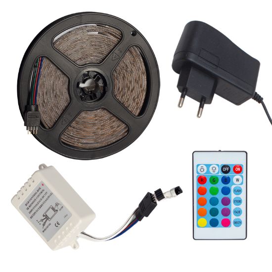 POWERMASTER OM-7 SİLİKONLU 5 METRE RGB ŞERİT LED ANİMASYON DEVRELİ + ADAPTÖR SET resmi