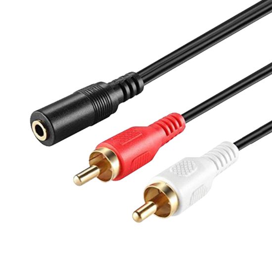 ELEKTROMER 3.5 MM STEREO DİŞİ / 2 RCA ERKEK 1.5 METRE GOLD KABLO resmi