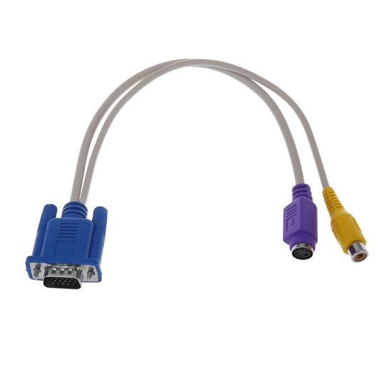 VGA 15 PIN ERKEK  / 1 RCA DİŞİ+MINI DIN DİŞİ 10 CM KABLO resmi