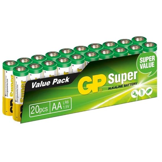 GP 15A-2VS20 AA/LR6 SUPER ALKALİN AA KALEM PİL (20Lİ PAKET) resmi