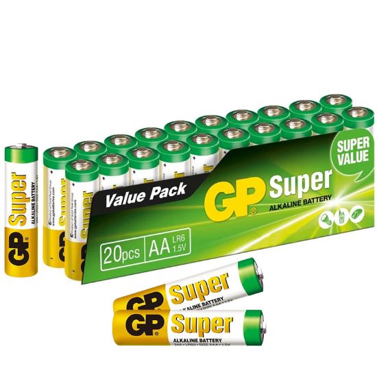 GP 15A-2VS20 AA/LR6 SUPER ALKALİN AA KALEM PİL (20Lİ PAKET) resmi