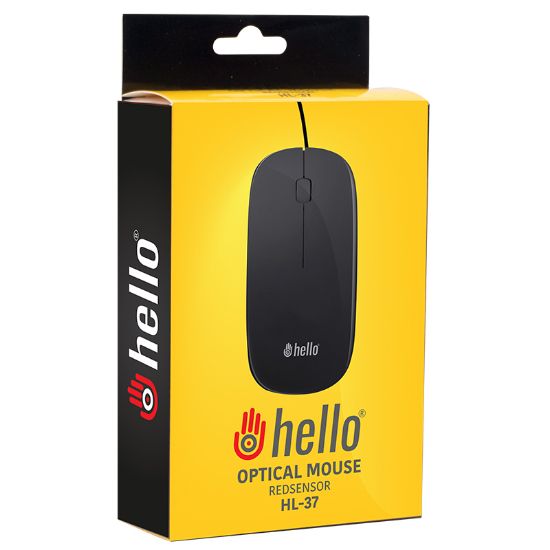 HELLO HL-37 SLIM KASA 1000 DPI KABLOLU OPTİK MOUSE resmi