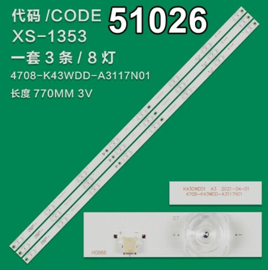 WKSET-6026 36390X3 K430WDD1 A1  4708-K43WDD-A1117N01 3 ADET LED BAR resmi