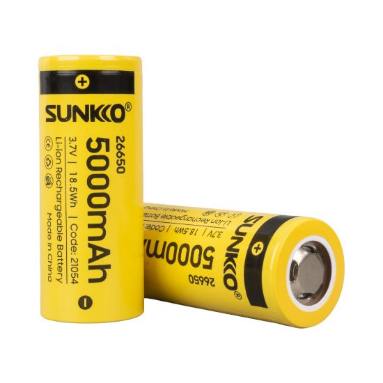 SUNKKO 3.7 VOLT 5000 MAH 26650 ŞARJ EDİLEBİLİR PİL (2Lİ PAKET) resmi