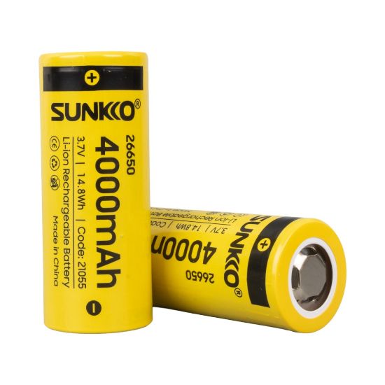 SUNKKO 3.7 VOLT 4000 MAH 26650 ŞARJ EDİLEBİLİR PİL (2Lİ PAKET) resmi