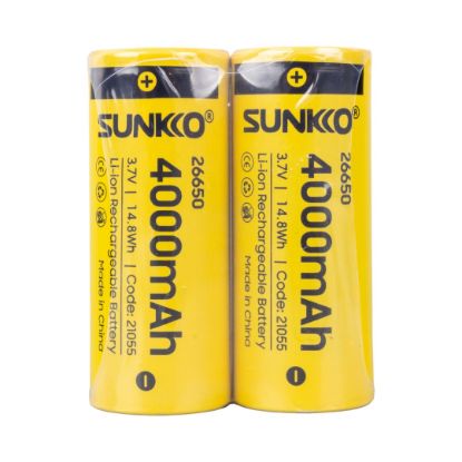 SUNKKO 3.7 VOLT 4000 MAH 26650 ŞARJ EDİLEBİLİR PİL (2Lİ PAKET) resmi