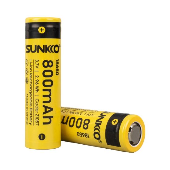 SUNKKO 3.7 VOLT 800 MAH 18650 ŞARJ EDİLEBİLİR PİL  (2Lİ PAKET) resmi