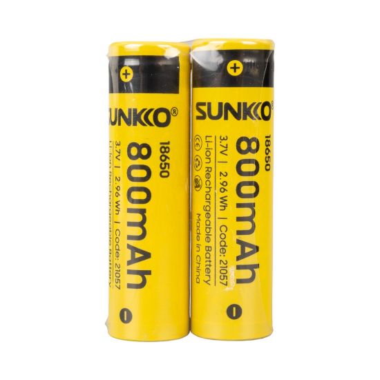 SUNKKO 3.7 VOLT 800 MAH 18650 ŞARJ EDİLEBİLİR PİL  (2Lİ PAKET) resmi