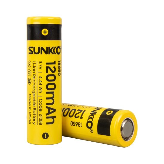 SUNKKO 3.7 VOLT 1200 MAH 18650 ŞARJ EDİLEBİLİR PİL (2Lİ PAKET) resmi