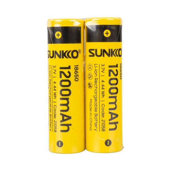 SUNKKO 3.7 VOLT 1200 MAH 18650 ŞARJ EDİLEBİLİR PİL (2Lİ PAKET) resmi