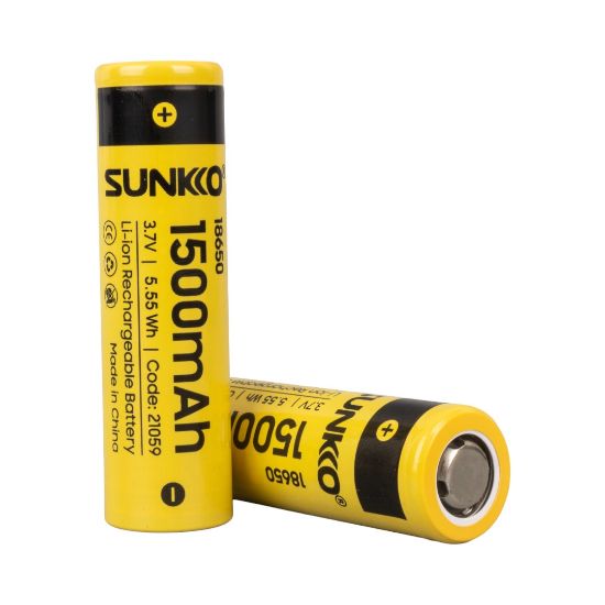 SUNKKO 3.7 VOLT 1500 MAH 18650 ŞARJ EDİLEBİLİR PİL (2Lİ PAKET) resmi