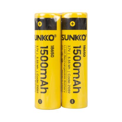 SUNKKO 3.7 VOLT 1500 MAH 18650 ŞARJ EDİLEBİLİR PİL (2Lİ PAKET) resmi