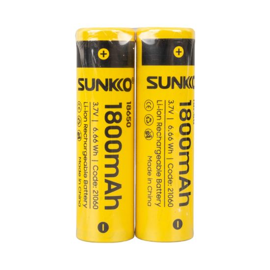 SUNKKO 3.7 VOLT 1800 MAH 18650 ŞARJ EDİLEBİLİR PİL (2Lİ PAKET) resmi