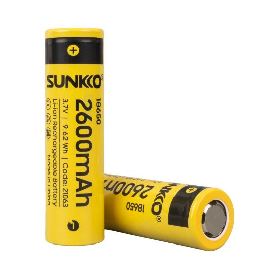 SUNKKO 3.7 VOLT 2600 MAH 18650 ŞARJ EDİLEBİLİR PİL (2Lİ PAKET) resmi