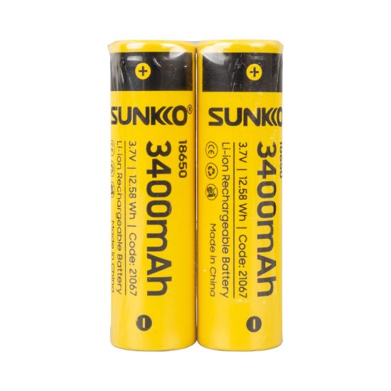 SUNKKO 3.7 VOLT 3400 MAH 18650 ŞARJ EDİLEBİLİR PİL (2Lİ PAKET) resmi