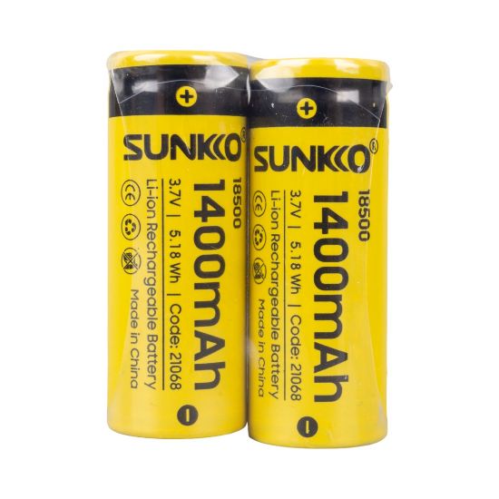 SUNKKO 3.7 VOLT 1400 MAH 18500 ŞARJ EDİLEBİLİR PİL (2Lİ PAKET) resmi