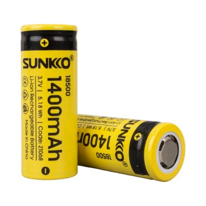 SUNKKO 3.7 VOLT 1400 MAH 18500 ŞARJ EDİLEBİLİR PİL (2Lİ PAKET) resmi