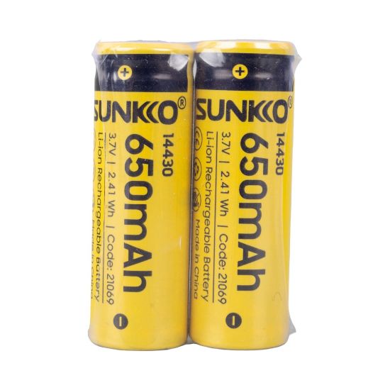 SUNKKO 3.7 VOLT 650 MAH 14430 ŞARJ EDİLEBİLİR PİL (2Lİ PAKET) resmi