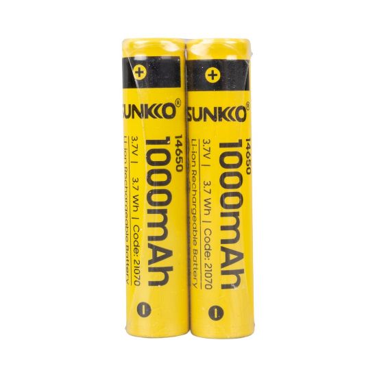 SUNKKO 3.7 VOLT 1000 MAH 14650 ŞARJ EDİLEBİLİR PİL (2Lİ PAKET) resmi