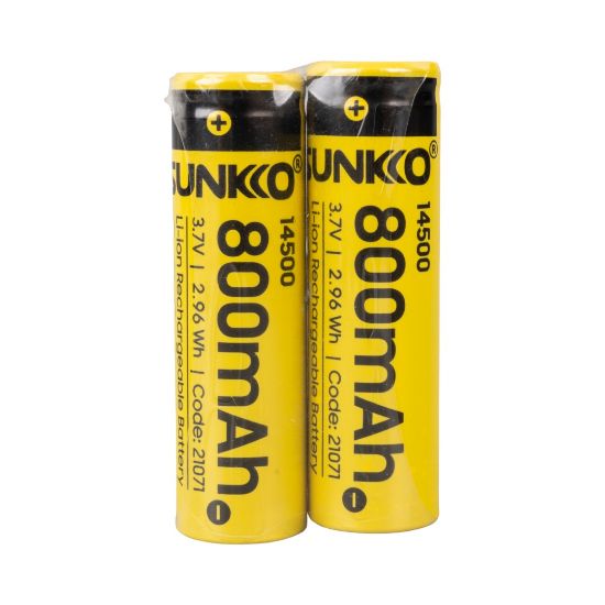 SUNKKO 3.7 VOLT 800 MAH 14500 ŞARJ EDİLEBİLİR PİL (2Lİ PAKET) resmi