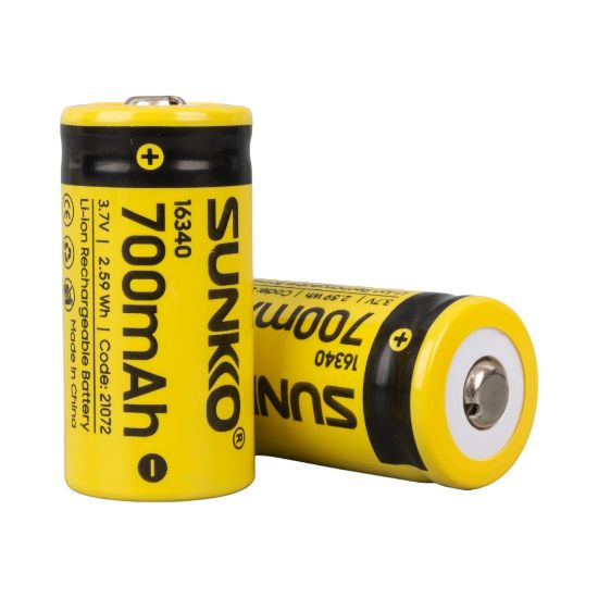 SUNKKO 3.7 VOLT 700 MAH 16340 ŞARJ EDİLEBİLİR PİL (2Lİ PAKET) resmi