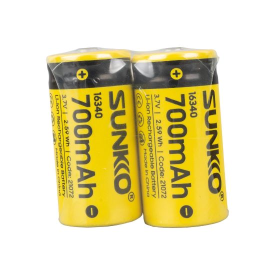 SUNKKO 3.7 VOLT 700 MAH 16340 ŞARJ EDİLEBİLİR PİL (2Lİ PAKET) resmi